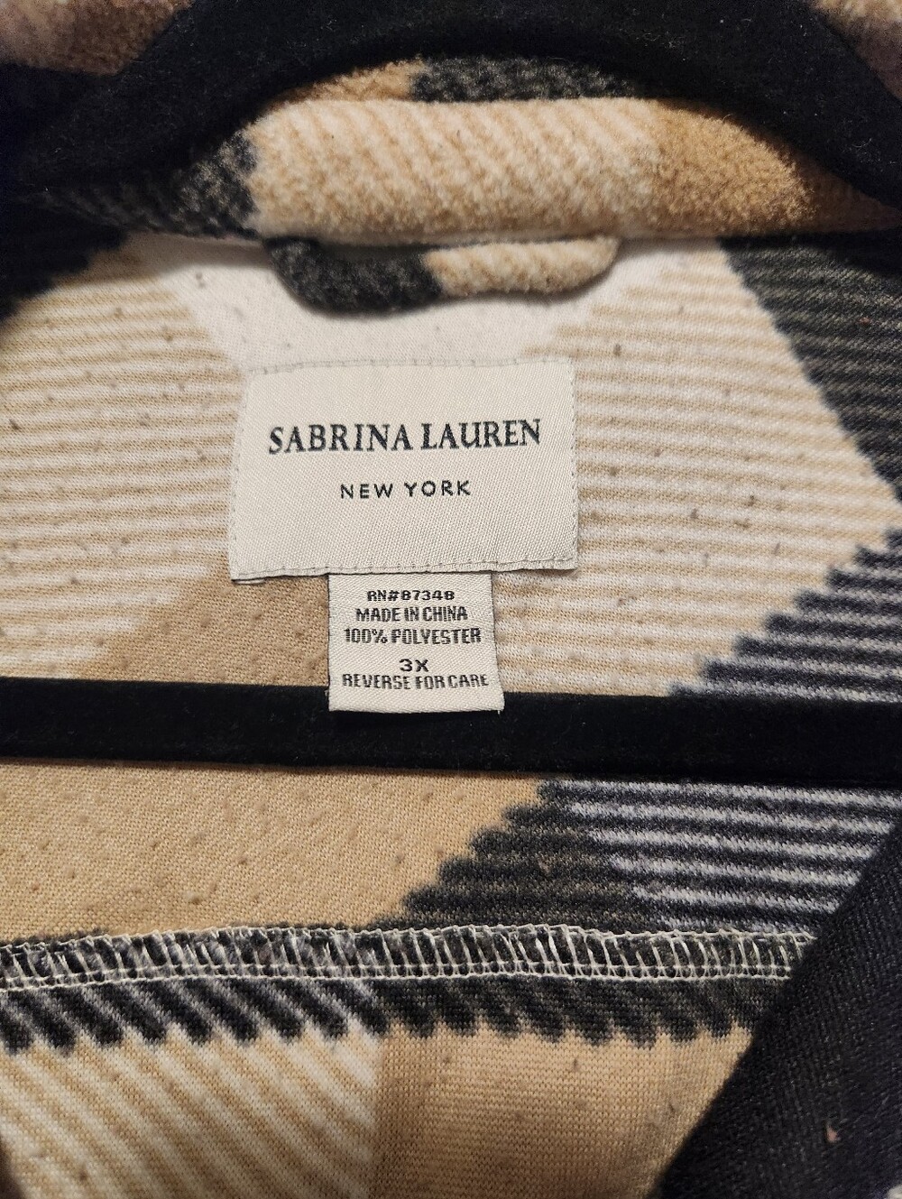 Sabrina Lauren Plaid Top Womens Size 3X Multicolor Button Snaps Pockets Fleece - Picture 5 of 8